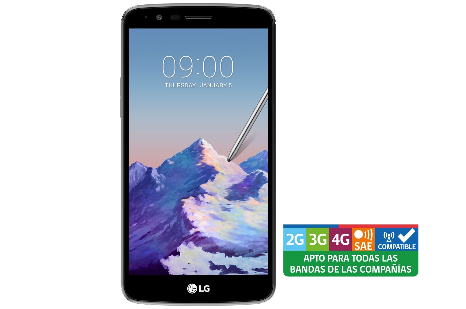 Vista frontal de LG Stylus 3 LGM400F