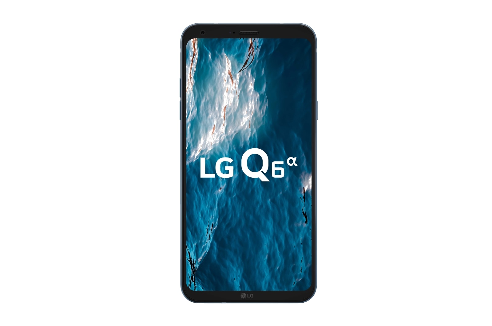 Vista frontal de LG Q6 Alpha Blue con pantalla FullVision de 5,5 pulgadas LG Q6 Alpha – LGM700F LGM700F