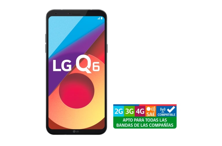 Vista frontal de LG Q6 Con pantalla FullVision de 5,5 pulgadas LG Q6 – M700F