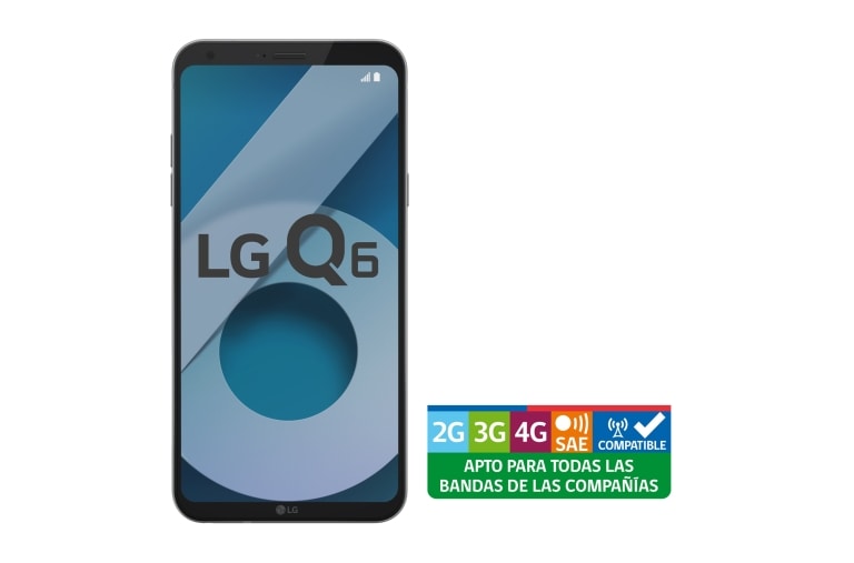 Vista frontal de LG Q6 Con pantalla FullVision de 5,5 pulgadas LG Q6 – M700F