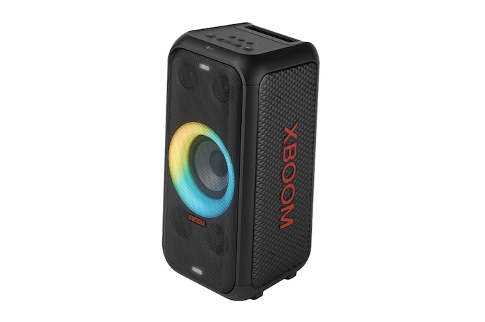 Right side forward with all lighting on. It shows XBOOM logo.