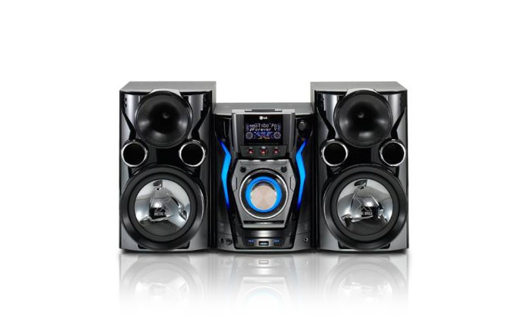Vista frontal de Minicomponente de 600W potencia con iPod Docking, Reproducción MP3, USB, Ecualización Auto, Regueton, Merengue &amp; Cumbia, Función Auto DJ y Latin Beat Box. MCD606