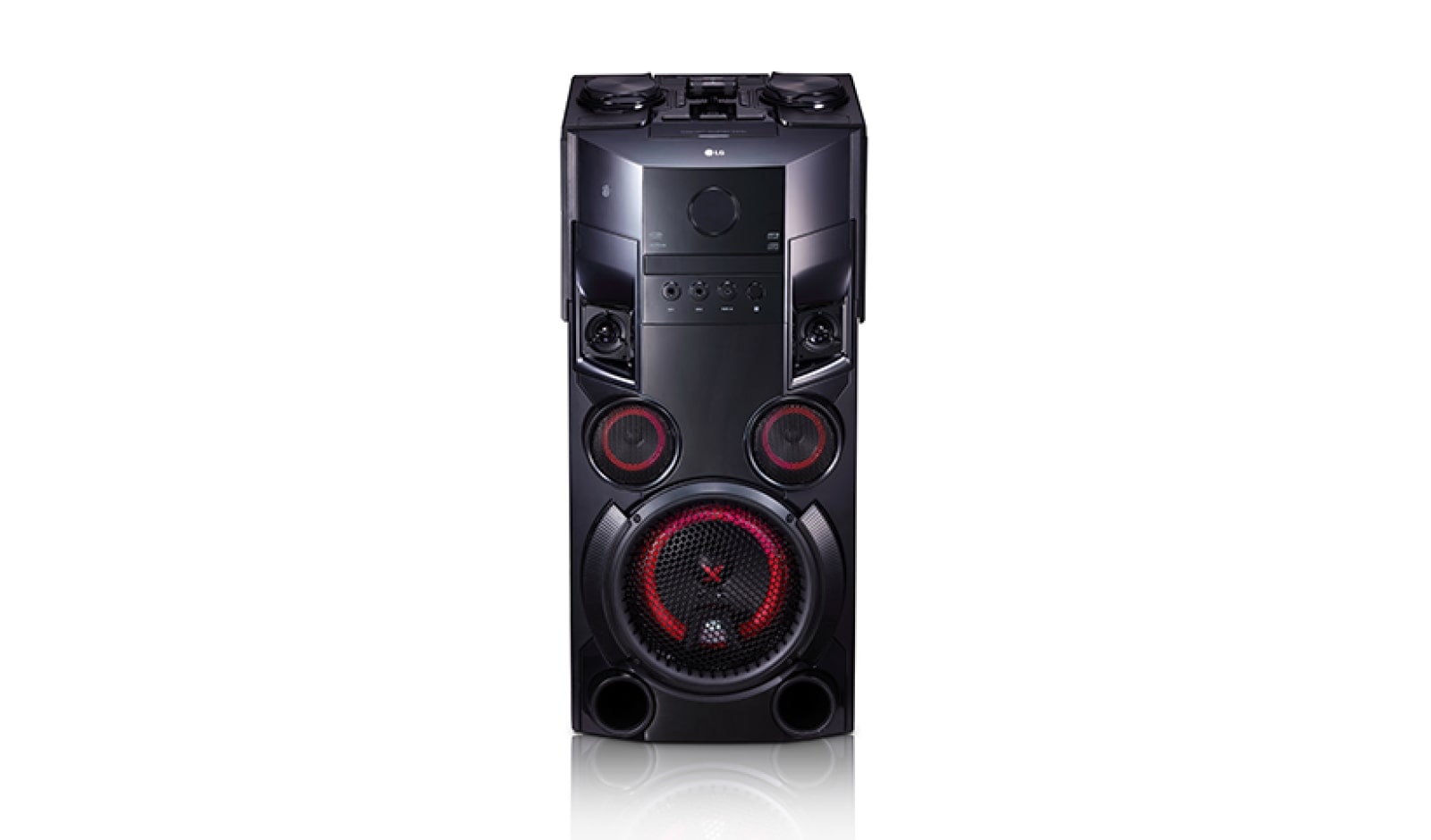 Vista frontal de Minicomponente LG XBOOM 500W con streaming Bluetooth  OM5560