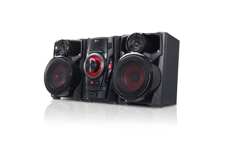 LG Minicomponente de 130W potencia con Reproducción MP3, USB, Parlantes XDSS Bass Booster inclinados, Función Auto DJ, RAD136
