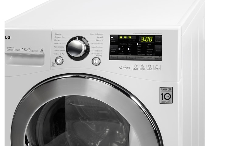 LG Lavadora de 10,5 Kg y Secadora de 6 Kg con tecnología 6Motion DD, F1102RDT
