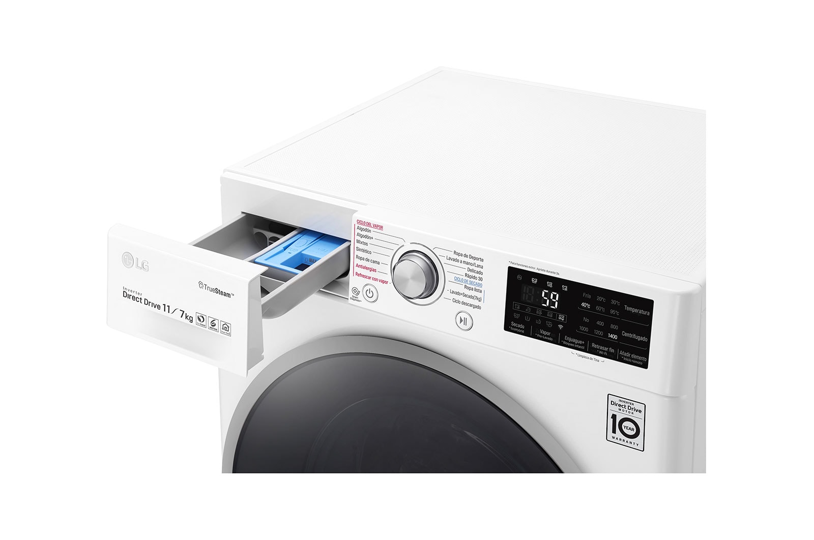 LG Lavadora-Secadora Carga Frontal con motor Inverter Direct Drive y capacidad total de 11 kilos de Lavado y 7 kilos de Secado, WD11WB4S6