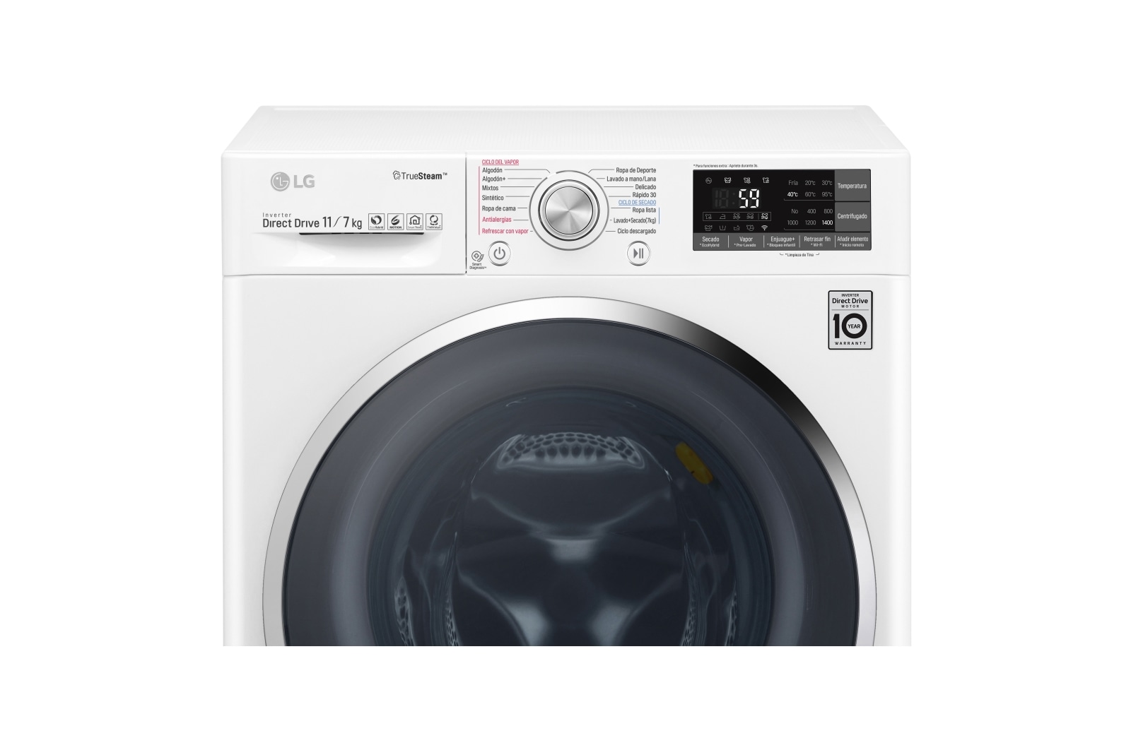 LG Lavadora - Secadora Carga Frontal con motor Inverter Direct Drive y capacidad total de 11 kilos de Lavado y 7 kilos de Secado, WD11WBS6D