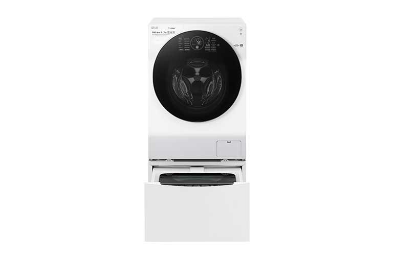 Vista frontal de LG TWINWash™ Lavadora (11Kg) Secadora (7Kg) con Motor Inverter Direct Drive  y Mini Lavadora (2Kg) con Motor Slim Inverter Direct Drive WD11WDS6TW