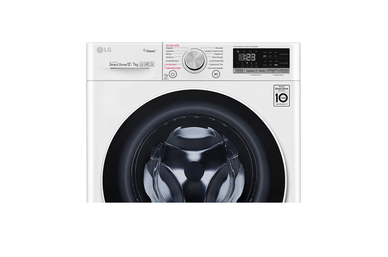 LG Lavadora-Secadora Carga Frontal con Tecnología Steam, motor Inverter Direct Drive y capacidad de 12 kilos de Lavado y 7 de Secado-ThinQ AI, WD12WVC4S6