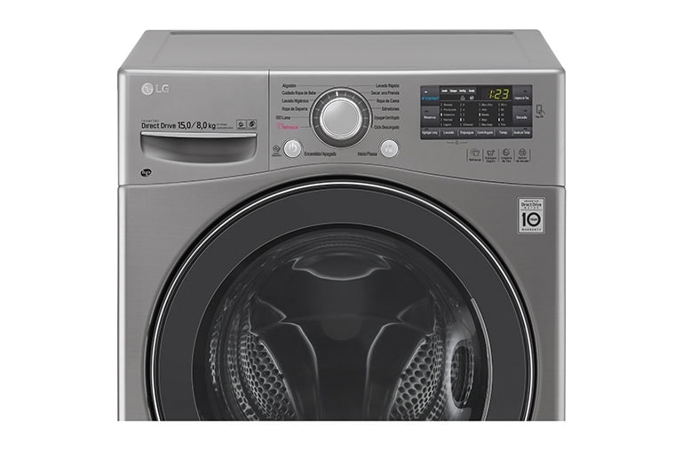 LG Lavadora – Secadora Carga Frontal con Motor Inverter Direct Drive y Capacidad Total de 15 kilos de lavado y 8 kilos de secado, WD15DG6