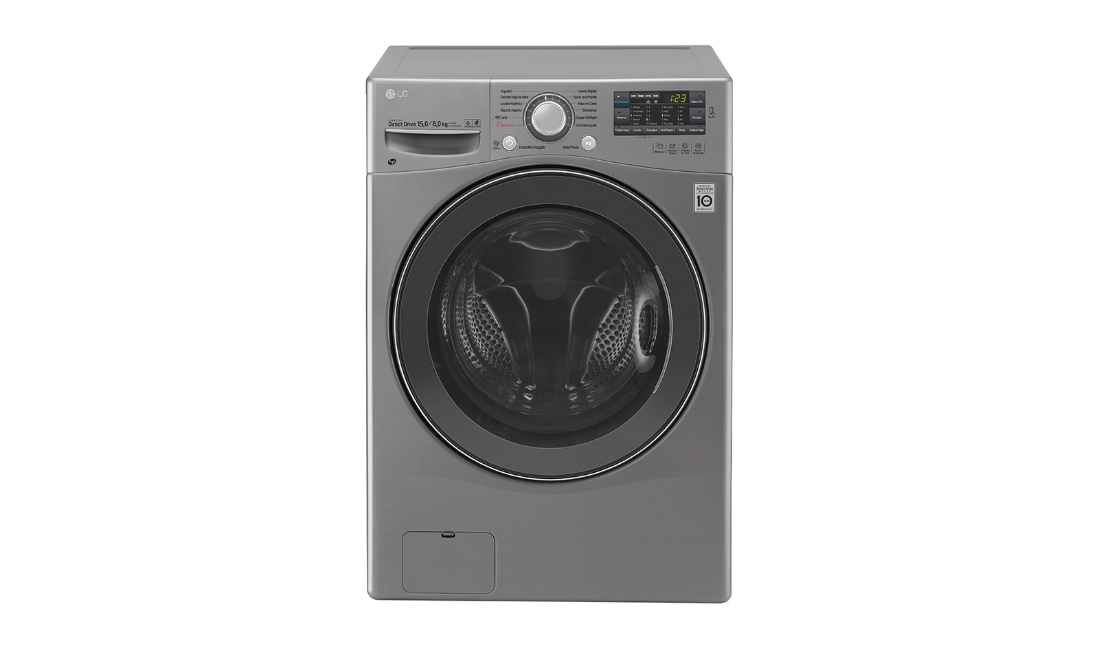 Vista frontal de Lavadora – Secadora Carga Frontal con Motor Inverter Direct Drive y Capacidad Total de 15 kilos de lavado y 8 kilos de secado WD15DG6