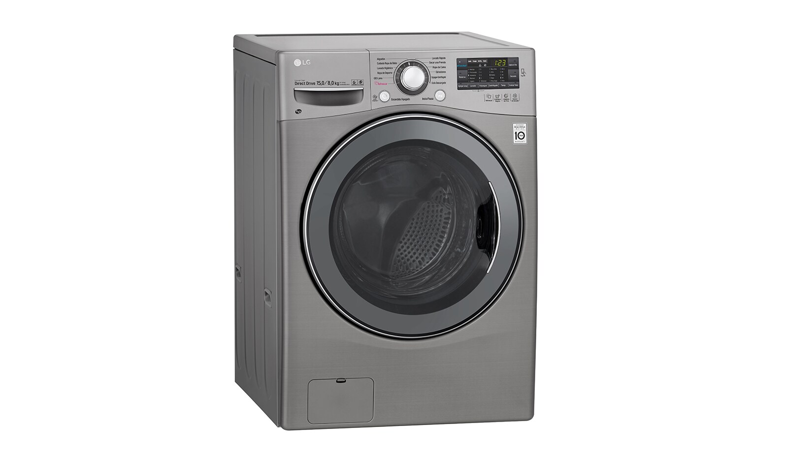 LG Lavadora – Secadora Carga Frontal con Motor Inverter Direct Drive y Capacidad Total de 15 kilos de lavado y 8 kilos de secado, WD15DG6