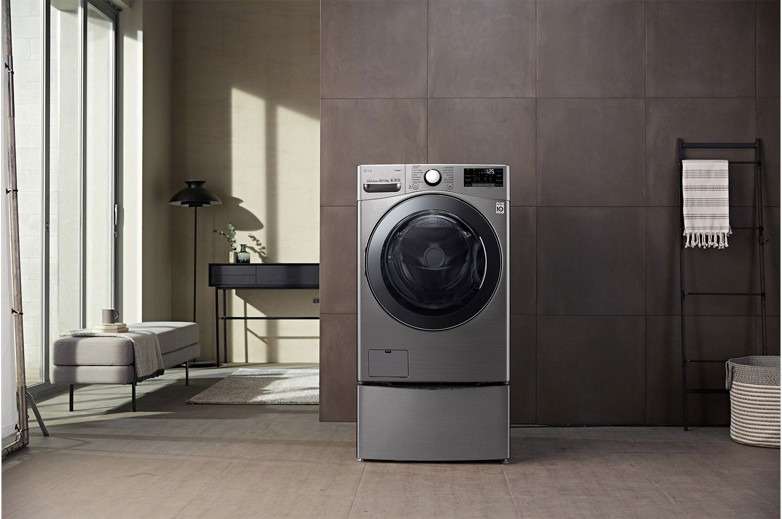 LG TWINwash Lavadora (20 KG) Secadora (12 KG) con motor Inverter Direct Drive y Mini lavadora de (3,5 Kg) con motor Slim Inverter Direct Drive, WD20VV2S6TW