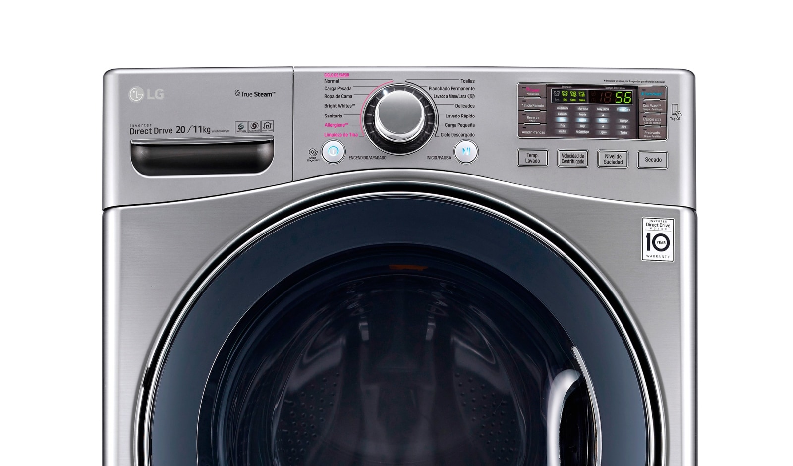 LG Lavadora – Secadora Carga Frontal con Motor Inverter Direct Drive y Capacidad Total de 20 kilos de lavado y 11 kilos de secado., WD20VVS6