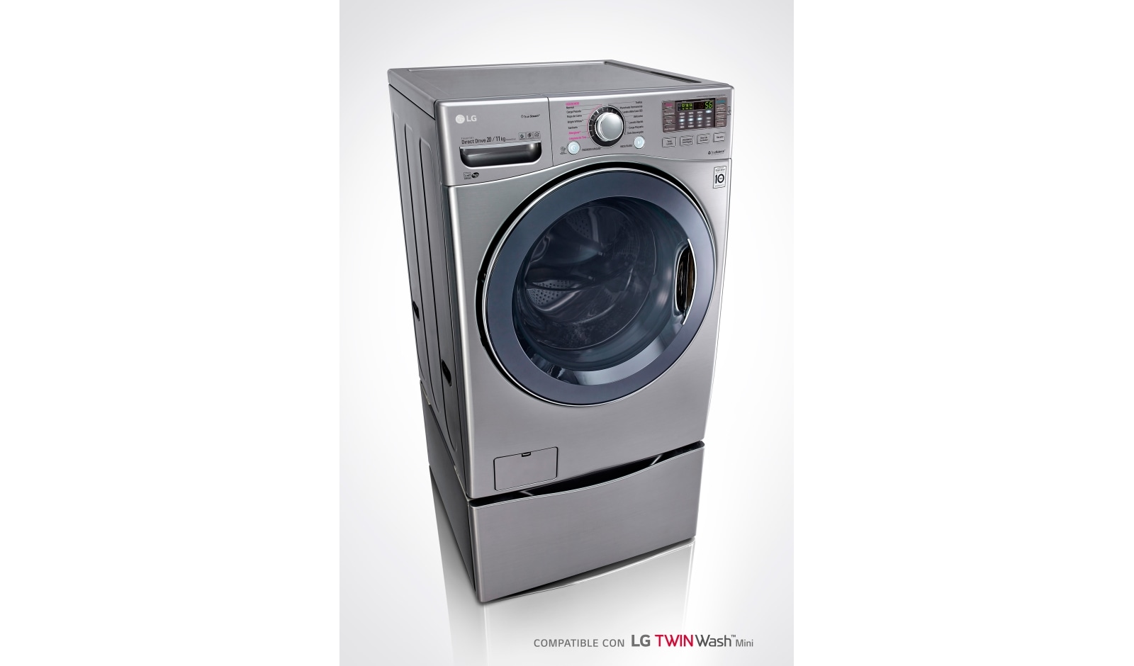 LG Lavadora – Secadora Carga Frontal con Motor Inverter Direct Drive y Capacidad Total de 20 kilos de lavado y 11 kilos de secado., WD20VVS6