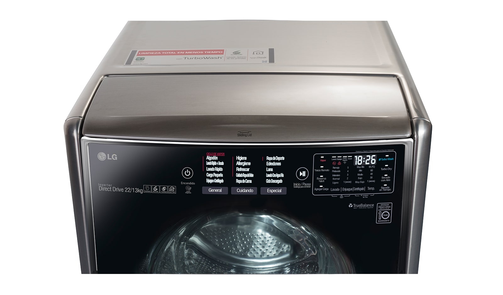 LG Lavadora-Secadora LG Carga Frontal con capacidad de 22 KG de lavado y 13 KG de Secado con Tecnología Steam, TurboWash y ThinQ , WD22VTS6