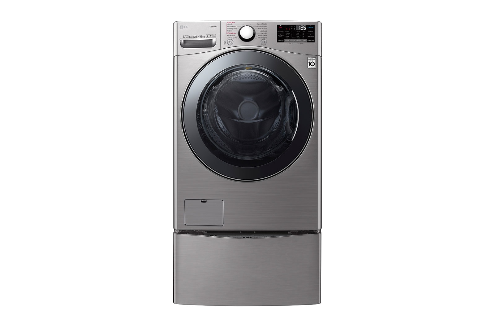 Vista frontal de  LG TWINWash™ Lavadora(22Kg) Secadora(13Kg) con motor Inverter Direct Drive y Mini Lavadora de (3,5Kg) con motor Slim Inverter Direct Drive WD22VV2S6TW