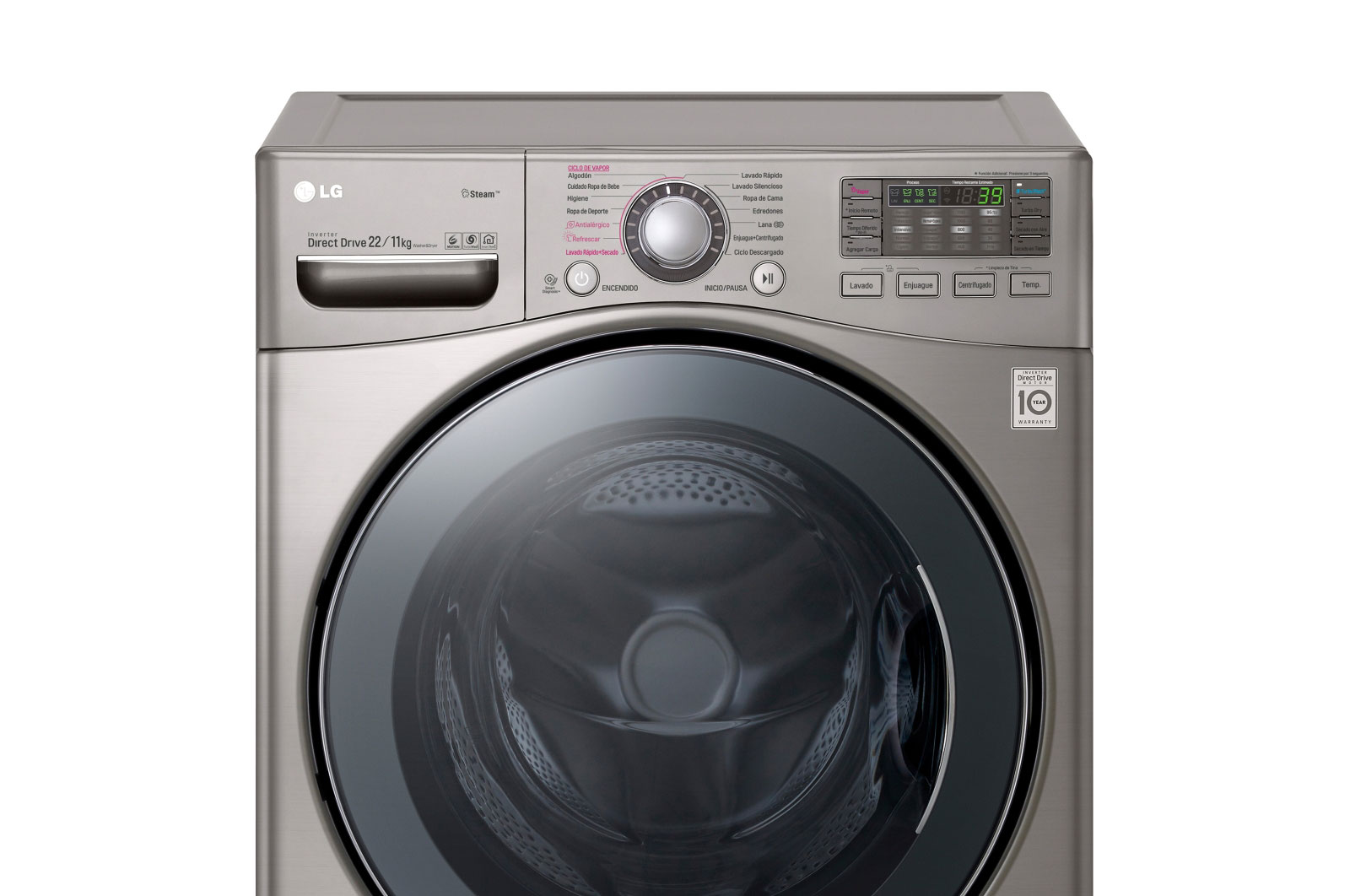 LG Lavadora – Secadora Carga Frontal con Motor Inverter Direct Drive y Capacidad Total de 22 kilos de lavado y 11 kilos de secado., WD22VVS6