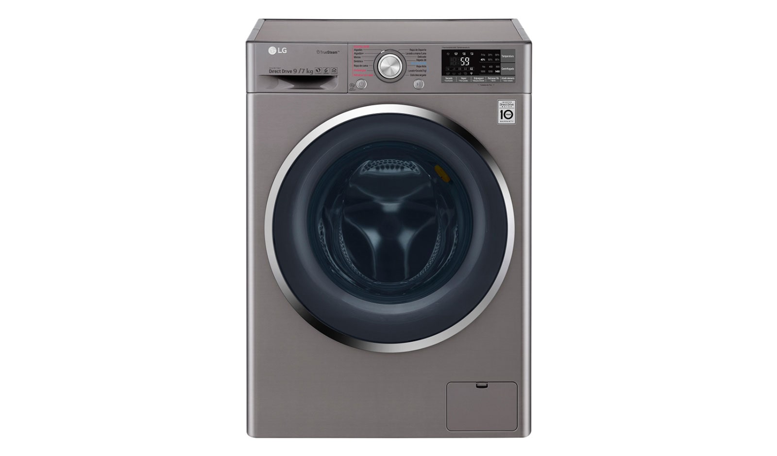 Vista frontal de Lavadora – Secadora Carga Frontal con Motor Inverter Direct Drive y capacidad total 9 kilos de lavado y 5 kilos de secado WD9DBS6
