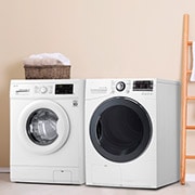 LG Lavadora + Secadora, incluye soporte de anclaje para ubicarlas de manera apilada, WM12WVC4DF9