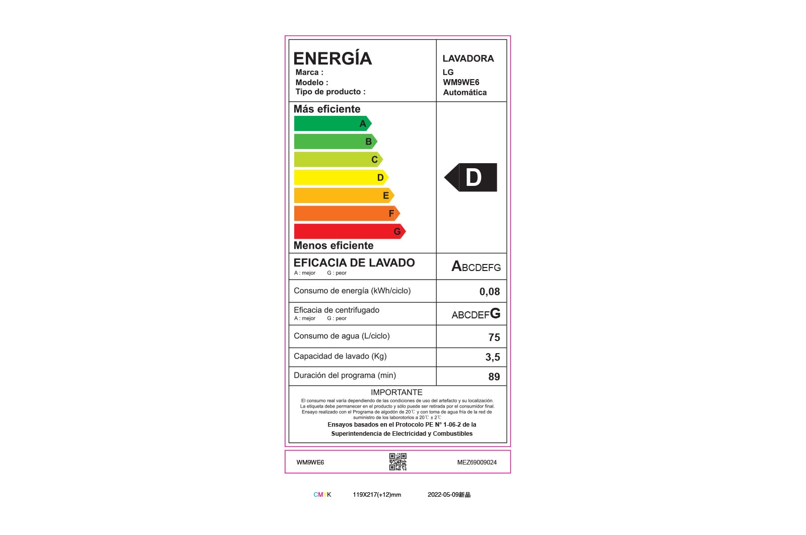 LG Lavadora 9Kg con Motor Inverter Direct Drive, WM9WE6