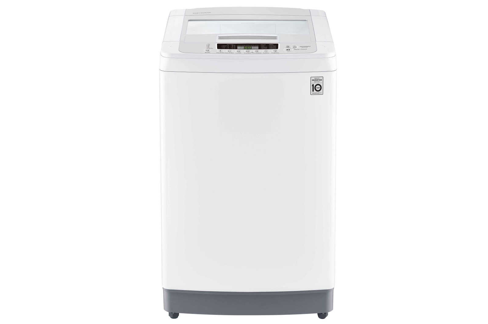 Vista frontal de Lavadora de Carga Superior con motor Smart Inverter y capacidad total de 13 kilos WT13WPB