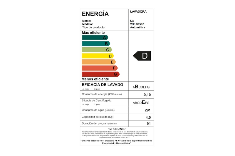 LG Lavadora de Carga Superior de 13 Kg con Motor Smart Inverter, WT13WSBP