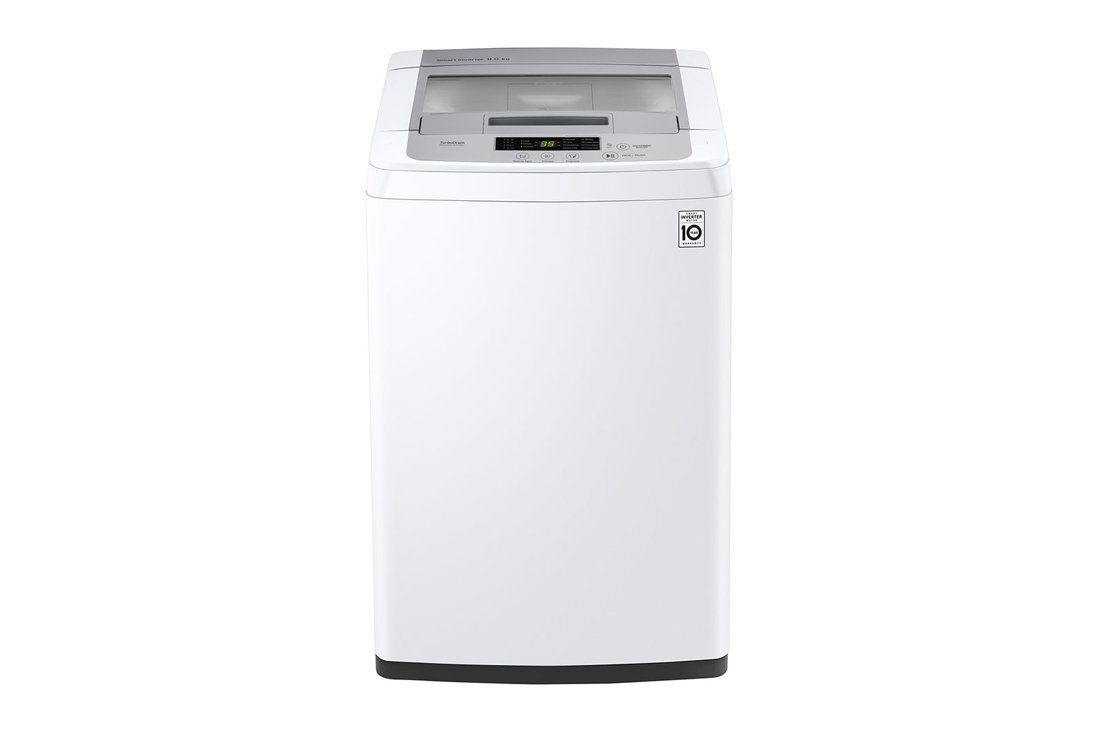 Vista frontal de Lavadora de Carga Superior con motor Smart Inverter y capacidad total de 9 Kilos WT9WPB2