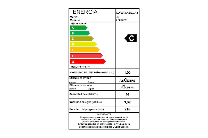 LG Lavavajillas 14 cubiertos con QuadWash™, DF222FP
