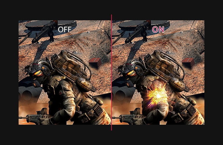 Comparación de imagen en movimiento tradicional e imagen en movimiento en modo Dynamic Action Sync