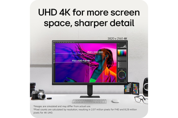LG UltraFine UHD 4K display showing enhanced clarity and expanded screen space