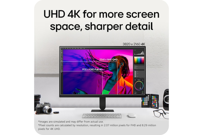 LG UltraFine UHD 4K display showing enhanced clarity and expanded screen space