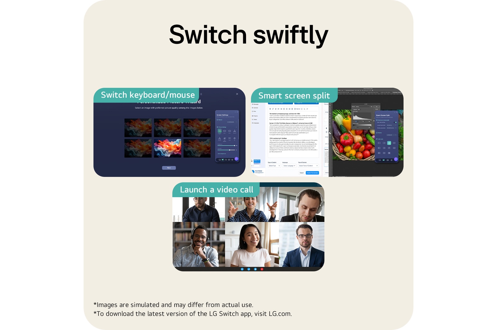 LG Switch feature interface enabling seamless switching between multiple inputs