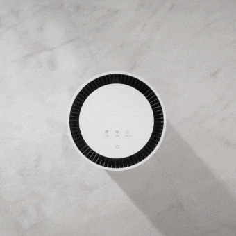 Purificador de aire LG con filtro 360 H, que captura el polvo y libera aire limpio en todas las direcciones.	