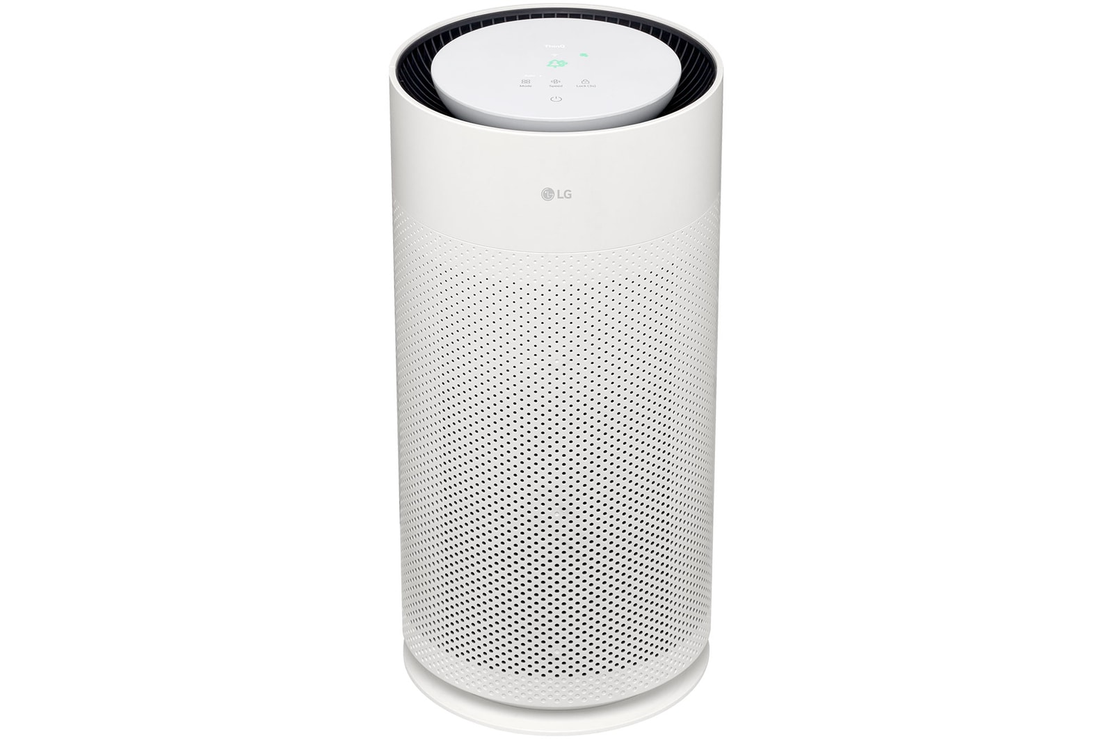 Front view of LG air purifier with touch controls