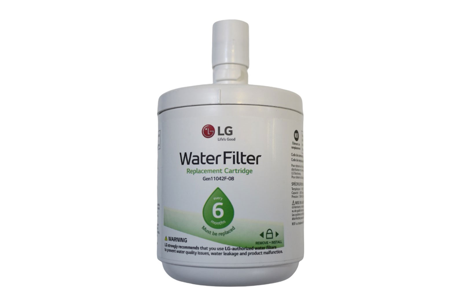 LG LT500P ® - Filtro de Agua de Reemplazo para el Refrigerador con Capacidad para 6 meses/500 galones (NSF42*), ADQ72910911