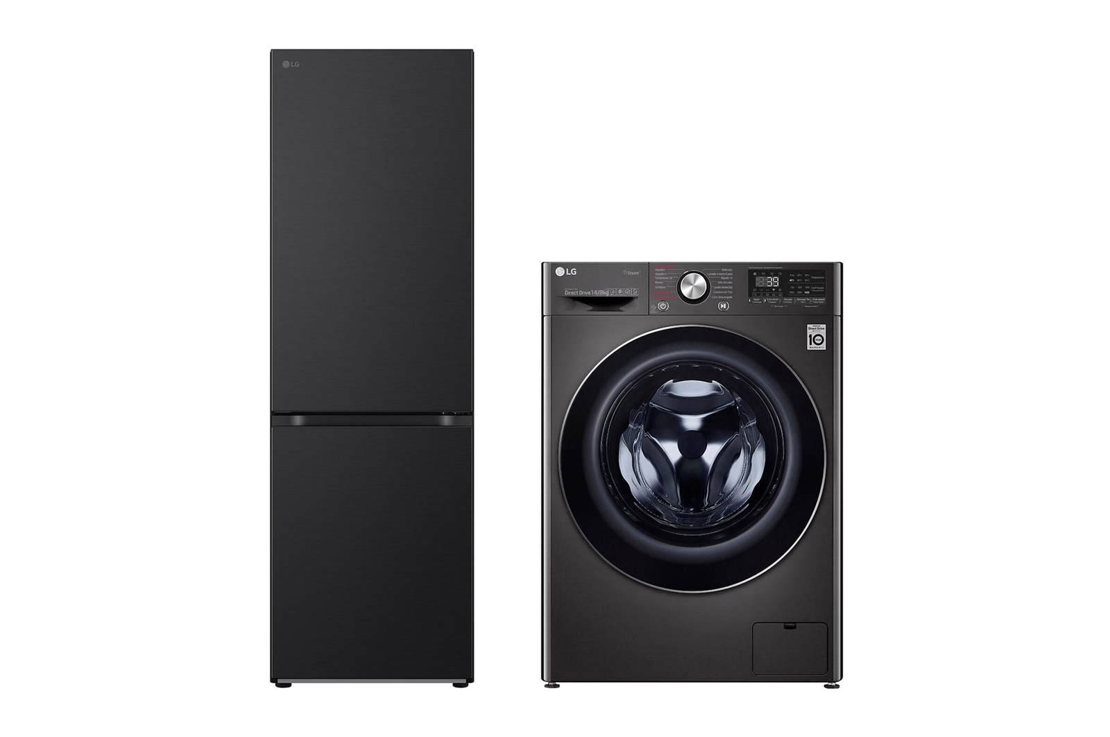 Vista frontal de Refrigerador Bottom Freezer 344L DoorCooling+ + Lavadora Secadora 14Kg/8Kg con AIDD™ y Steam+ GB37BPT.WD14B