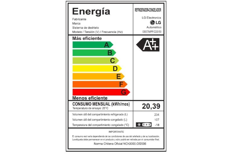 LG Refrigerador Bottom Freezer con motor Smart Inverter Compressor y capacidad total de 341 Litros, GB37MPP