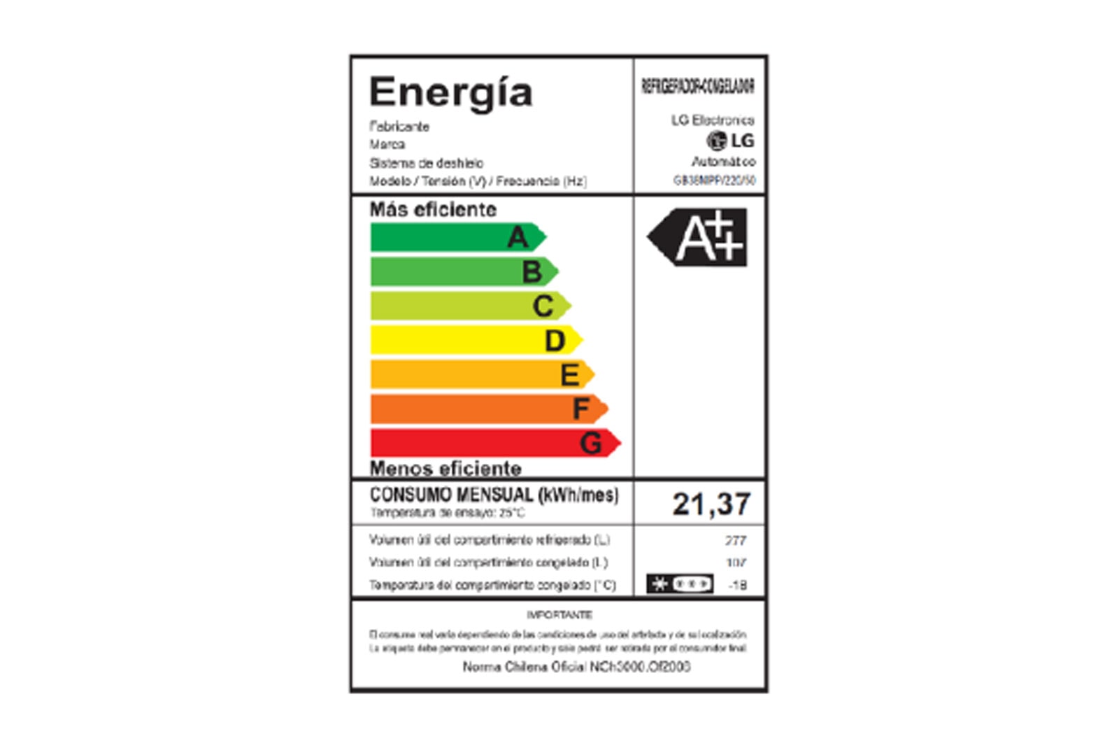 LG Refrigerador Bottom Freezer con motor Smart Inverter Compressor y capacidad total de 384 Lts, GB38MPP