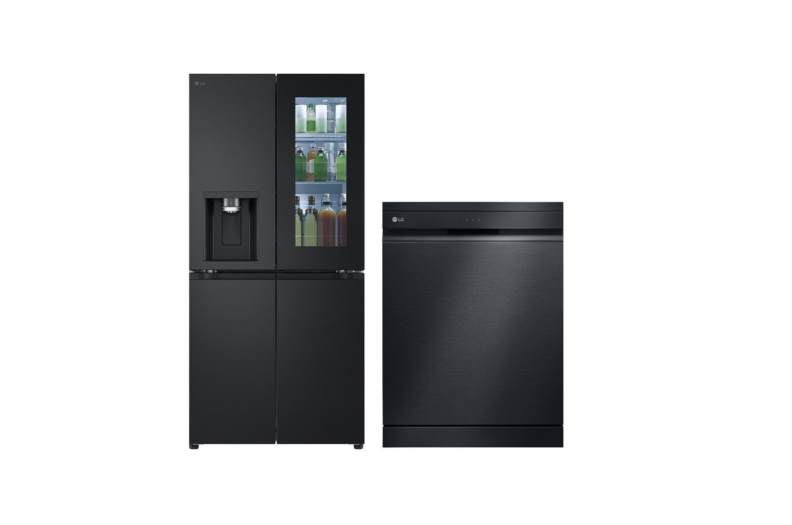 Vista frontal de Refrigerador French Door 418L con InstaView™ + Lavavajillas 14 cubiertos con QuadWash™ y AOD GM57WXM.DF455