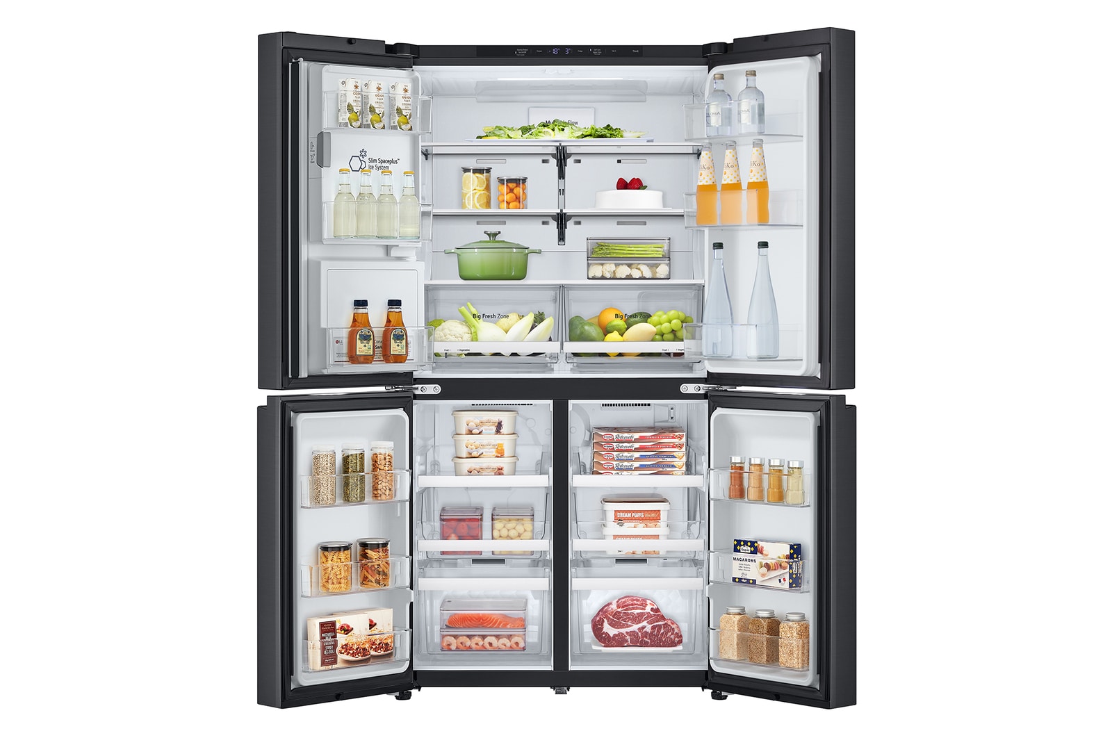 Vista forntal puertas abiertas Nevecon French Door LG GM92SPV