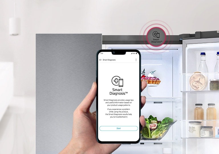 Mantente un Paso Adelante, imagen de un celular con aplicacion Smart diagnosis.