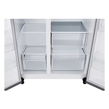 front view one side door open without food