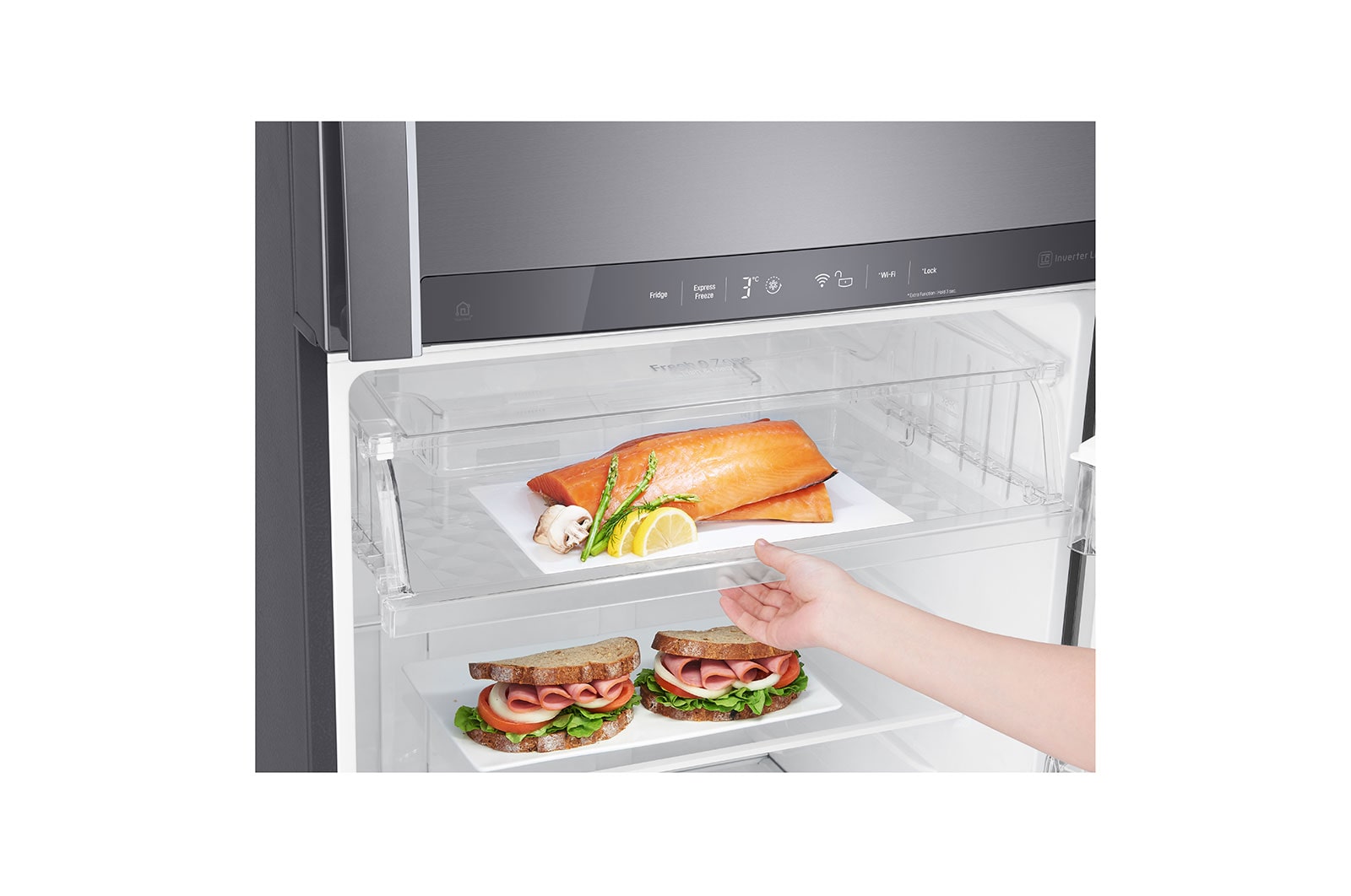 LG Refrigerador Top Freezer con Auto Ice Maker, motor Inverter Linear Compressor y capacidad total de 424 Litros-ThinQ AI, LT44AGP