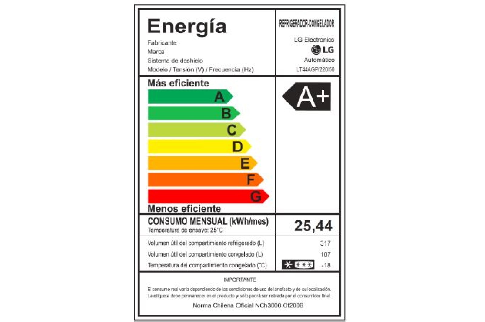 LG Refrigerador Top Freezer con Auto Ice Maker, motor Inverter Linear Compressor y capacidad total de 424 Litros-ThinQ AI, LT44AGP