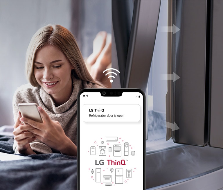 Notificaciones inteligentes de ThinQ en nevera LG