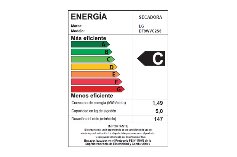 LG Secadora de 9Kg Dual Inverter Bomba de Calor, DF9WVC2S6
