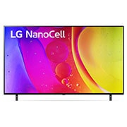 Vista frontal del televisor LG NanoCell con una imagen de relleno y el logotipo del producto