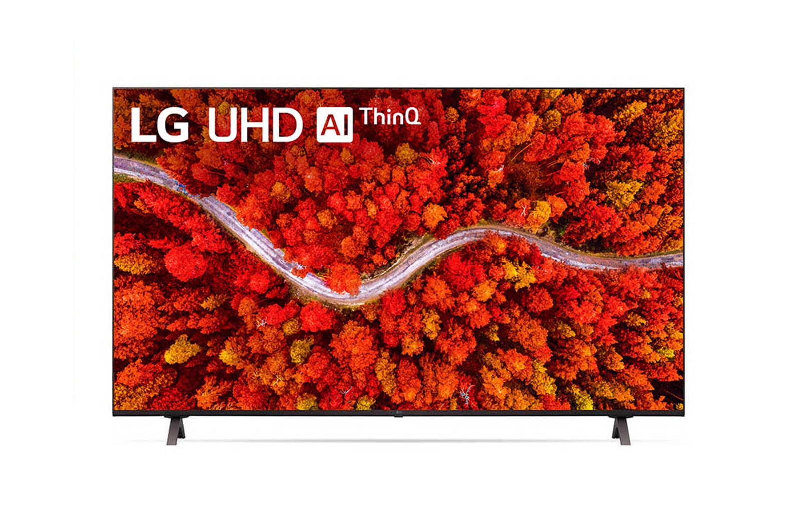 Vista frontal del televisor LG UHD