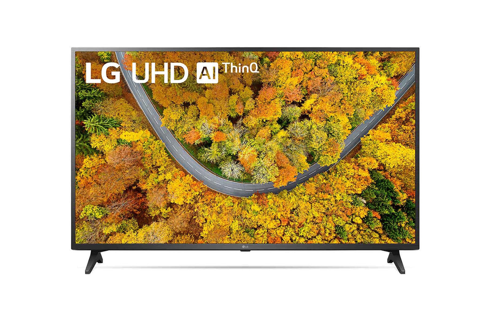 Vista frontal del televisor LG UHD